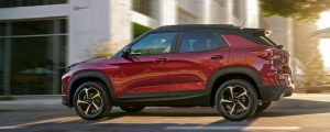 The 2022 Chevy Trailblazer driving down the street