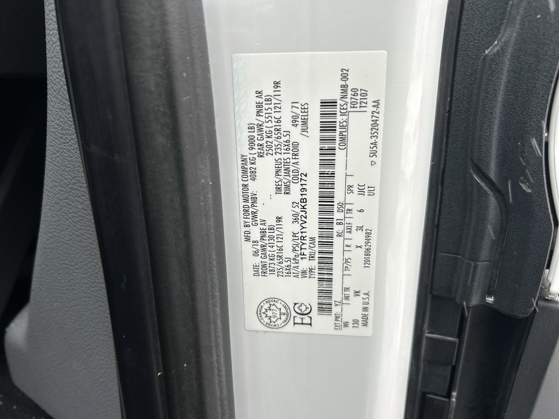 2018 Ford Transit-250 T-250 130 LW RF S