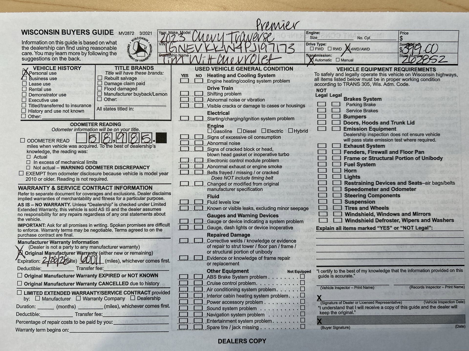 2023 Chevrolet Traverse Premier