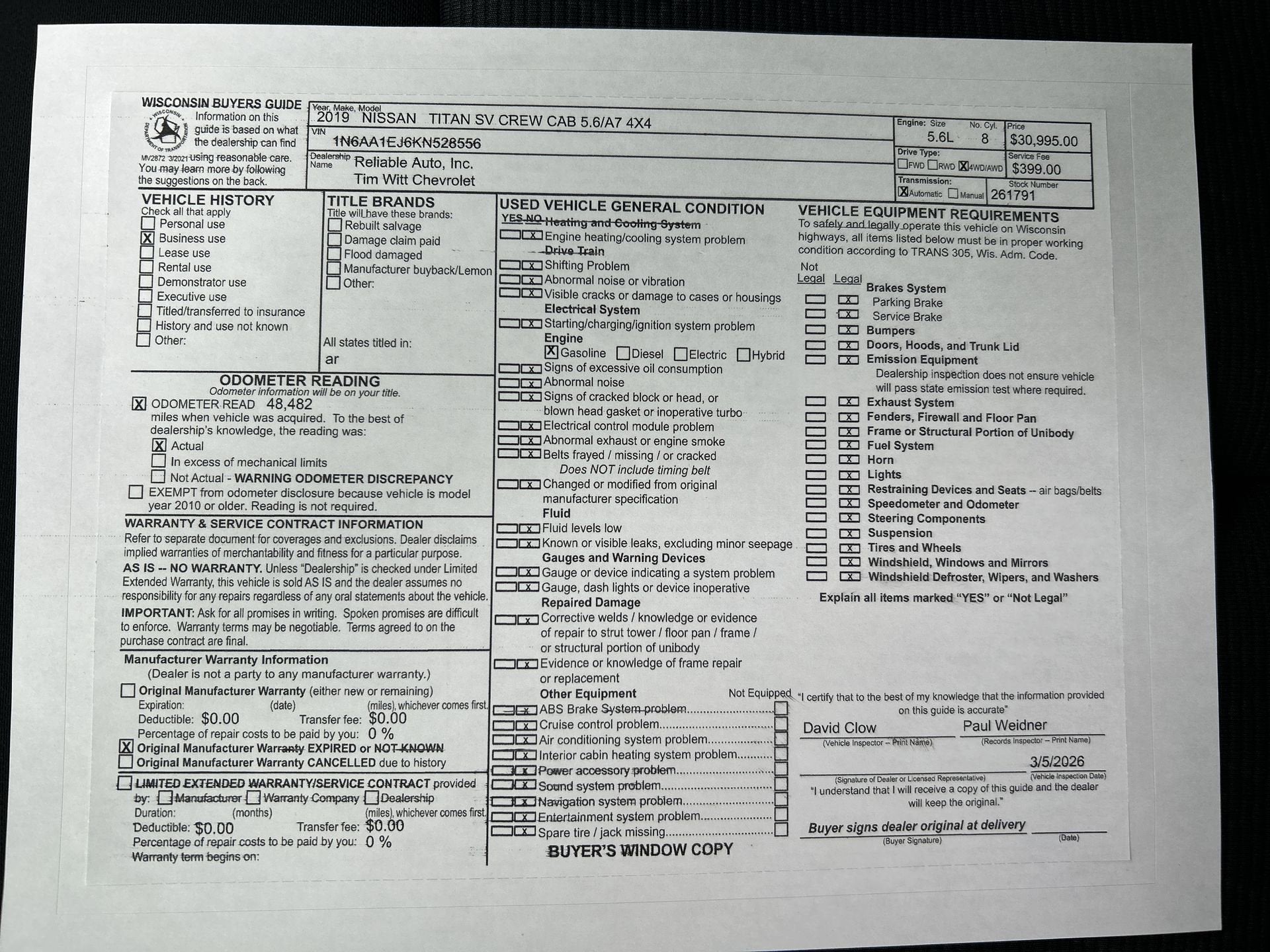 2019 Nissan TITAN SV