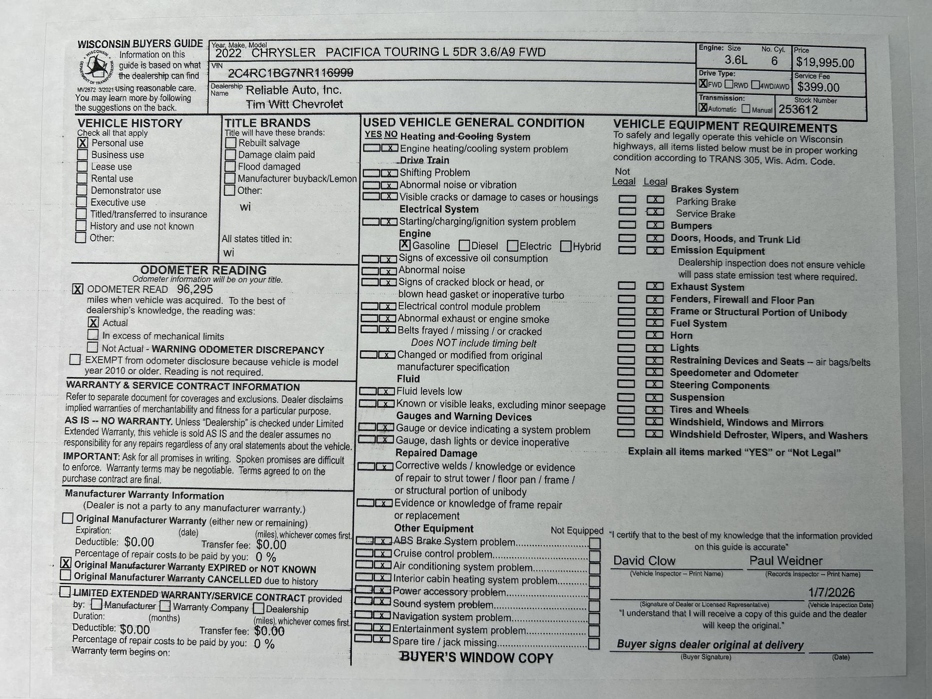 2022 Chrysler Pacifica Touring L