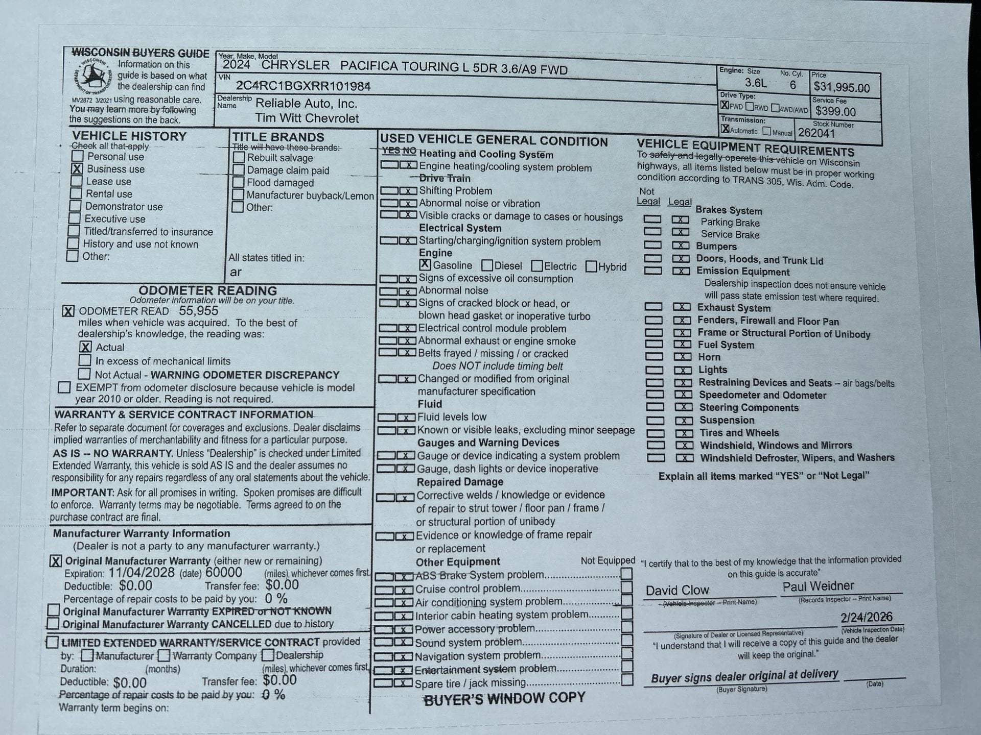 2024 Chrysler Pacifica Touring L