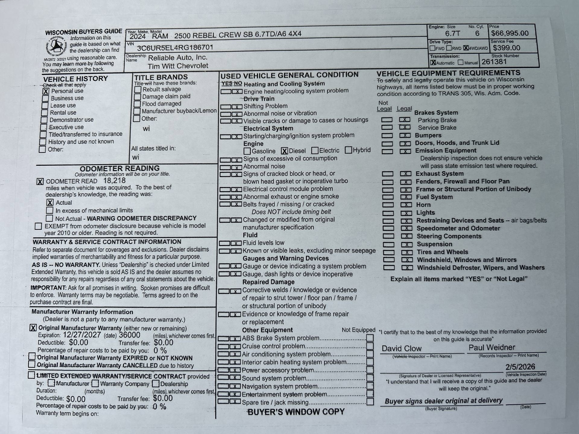 2024 RAM 2500 Power Wagon Rebel Crew Cab 4x4 6'4" Box
