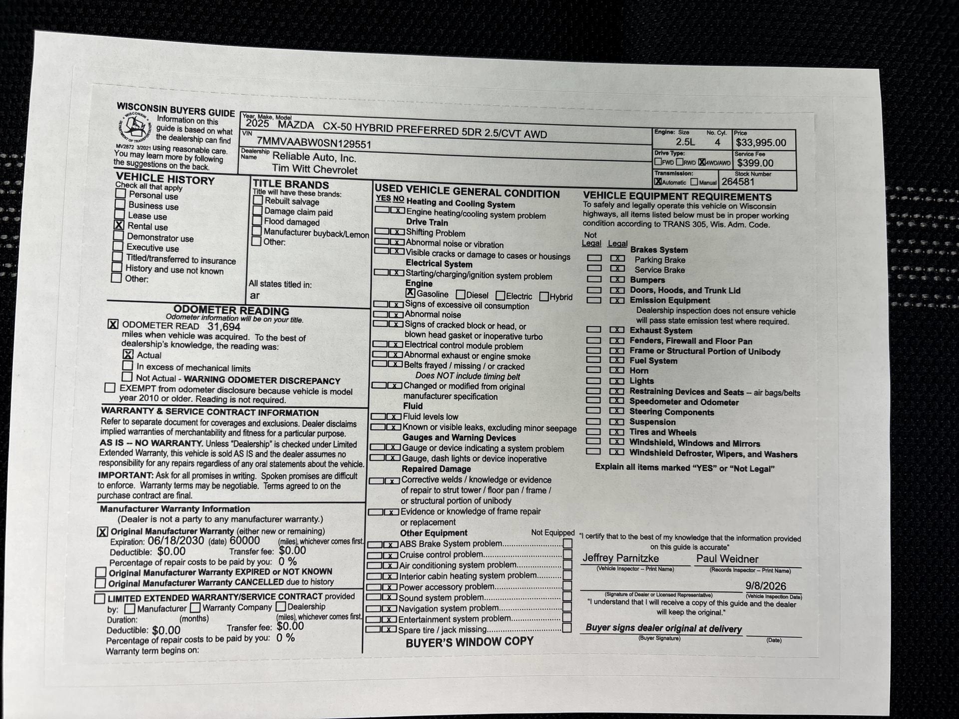 2025 Mazda Mazda CX-50 Hybrid Preferred Package